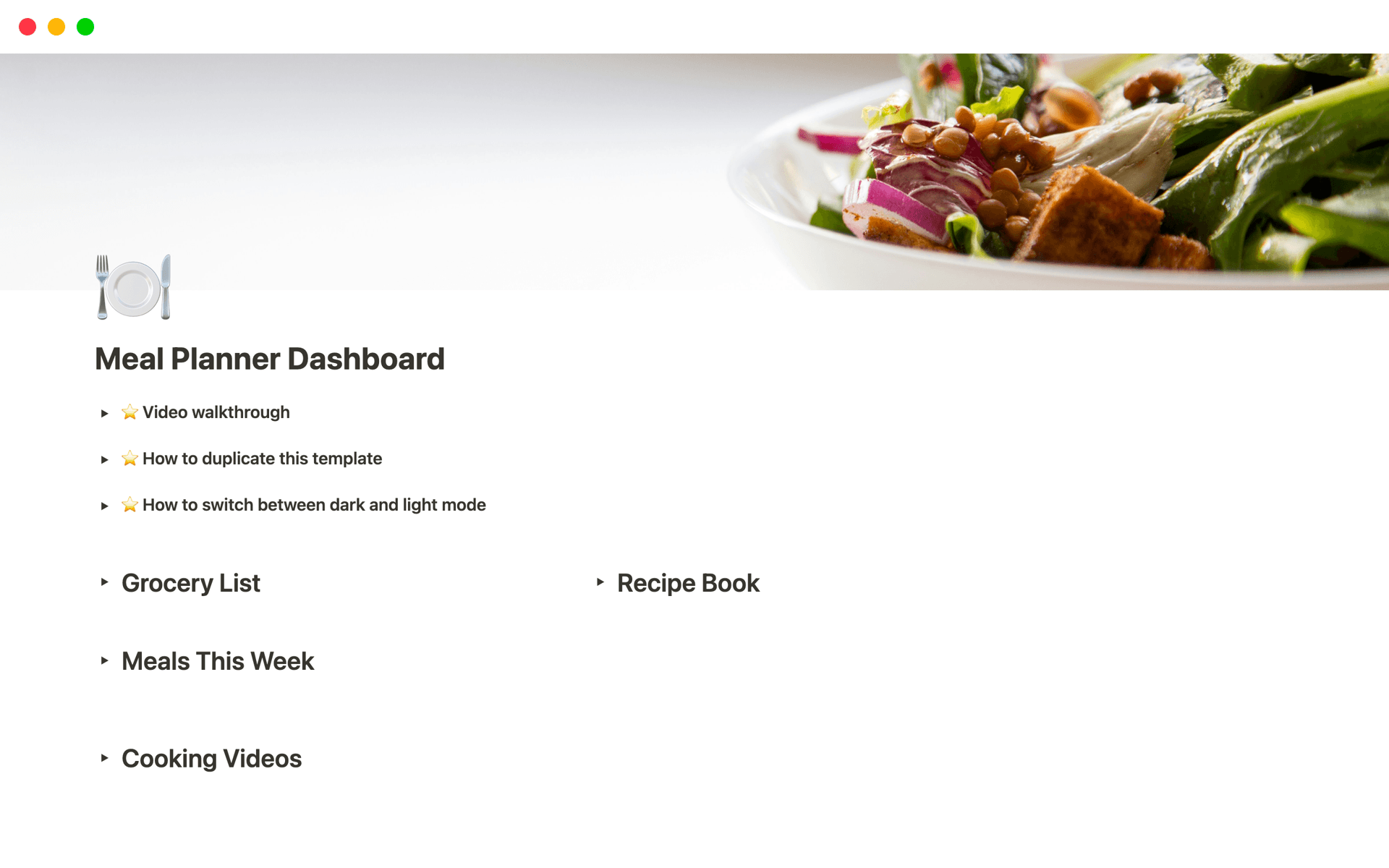 Meal Planner Dashboard Template by FlowNotion Studios Notion Marketplace