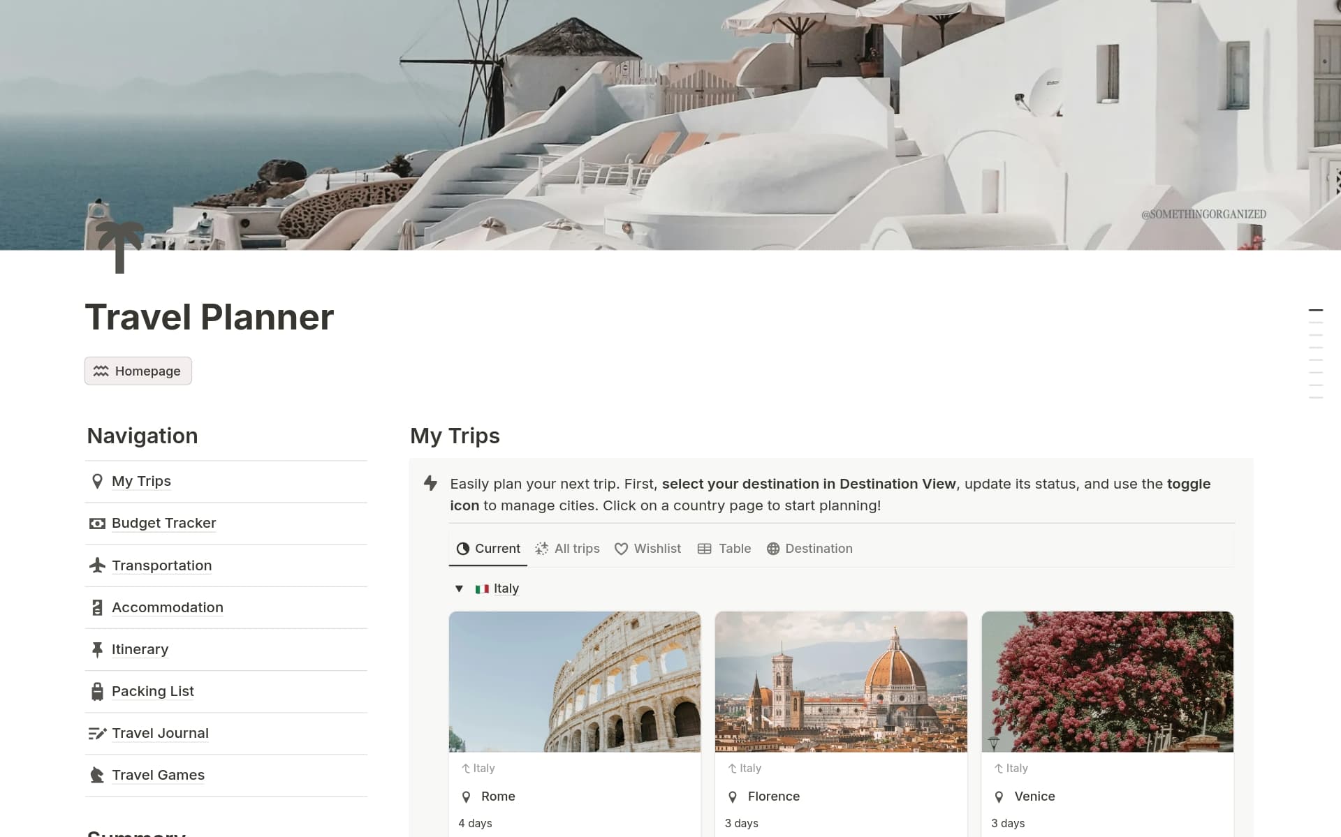 Travel Planner Itinerary Templates Notion Marketplace