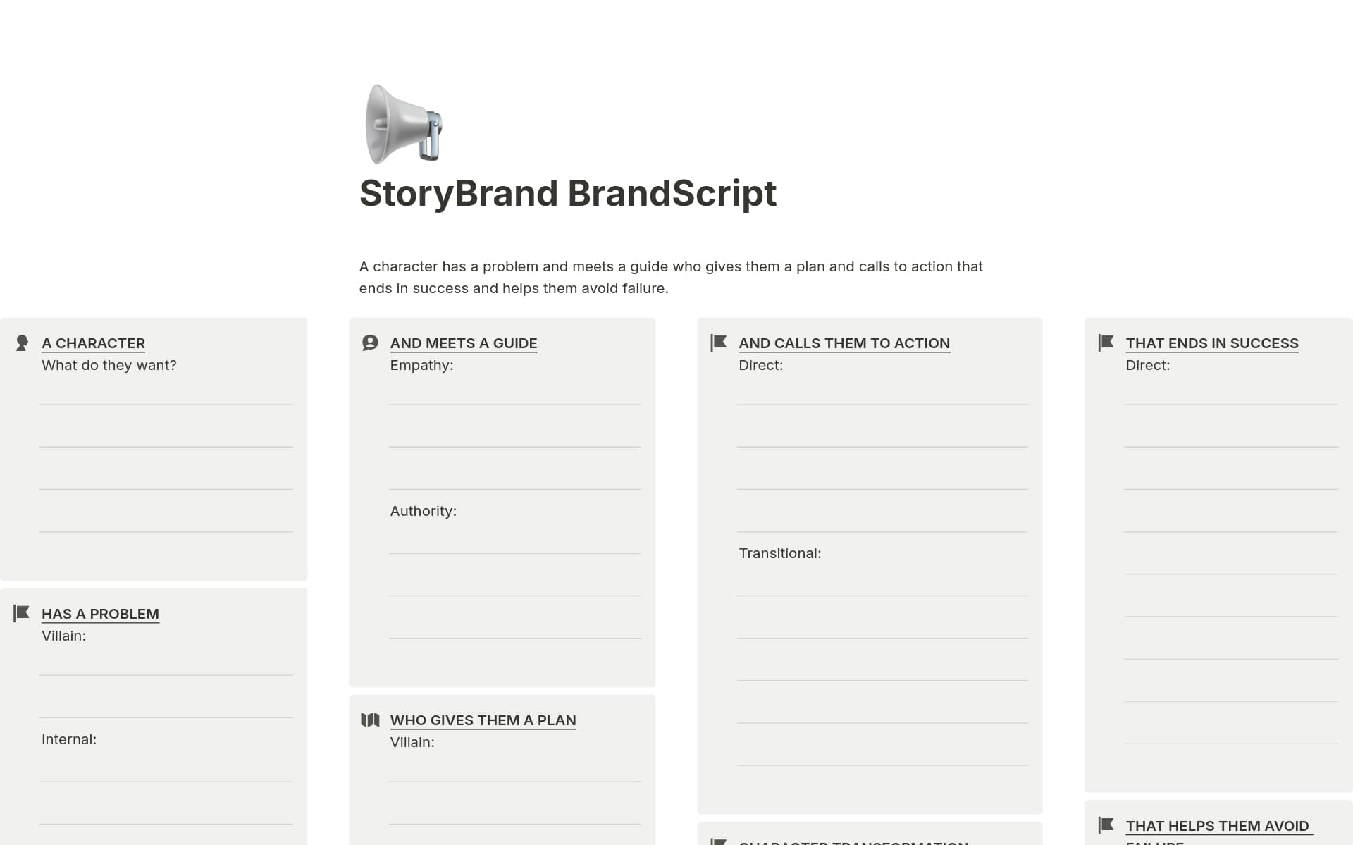 Brand Script Business Plan Template by Denis Avgustin | Notion Marketplace