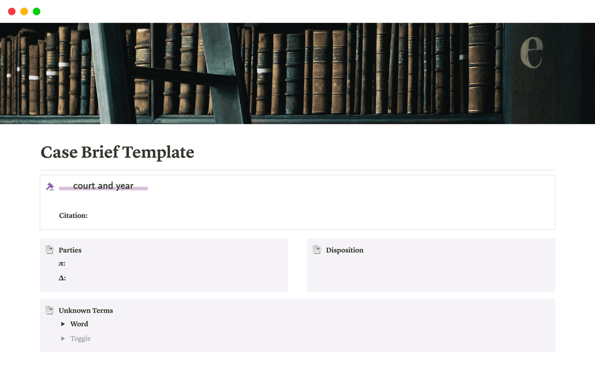 Case Brief Template by Divina | Notion Marketplace