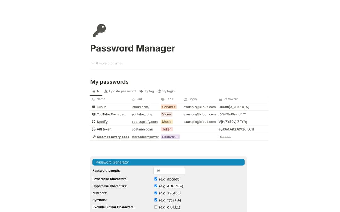 Password manager Template | Notion Marketplace