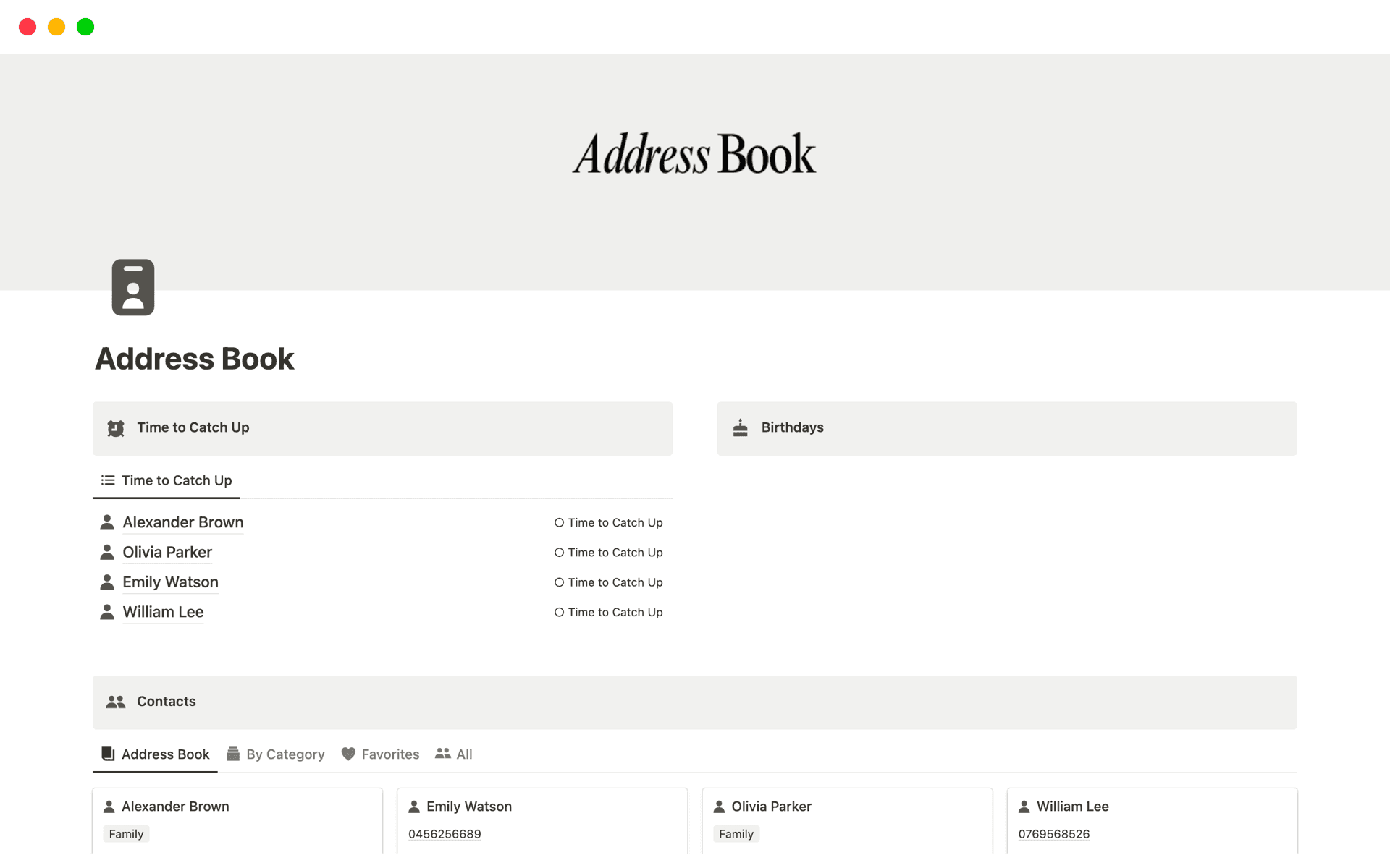 Address Book & Contacts List Template by Meet me in Paris | Notion ...