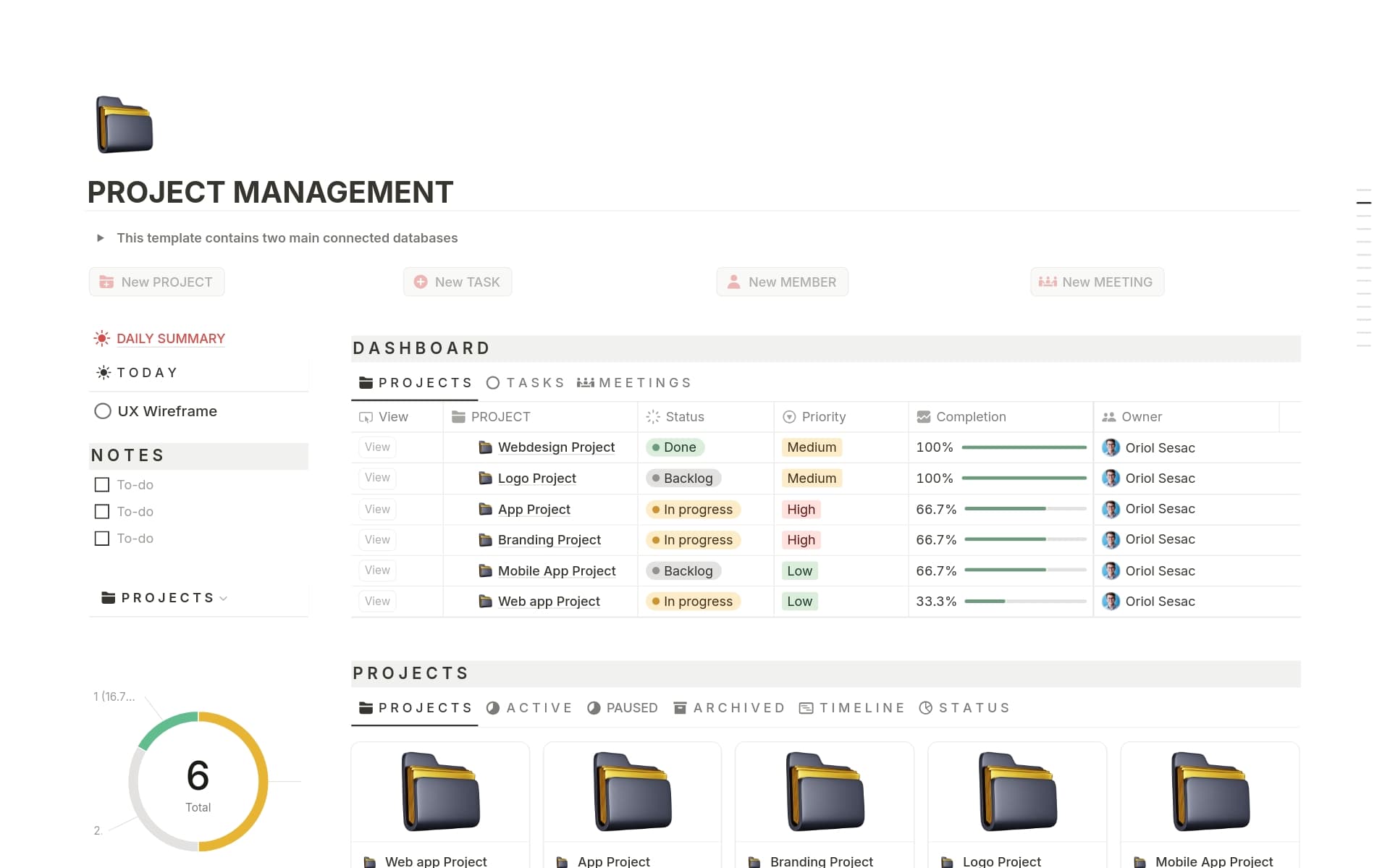 PROJECT MANAGEMENT Template by Oriol Sesac | Notion Marketplace