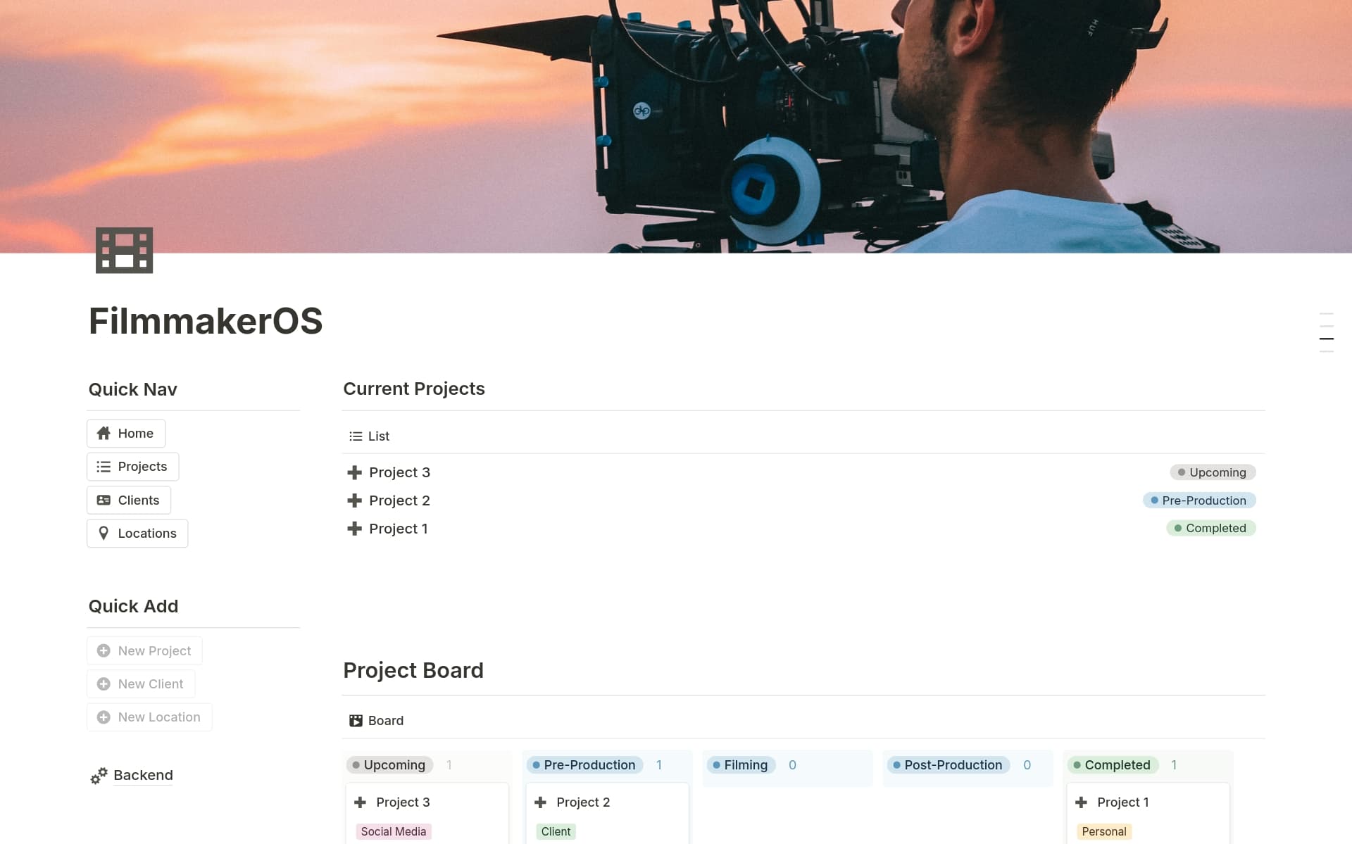 FilmmakerOS Template | Notion Marketplace