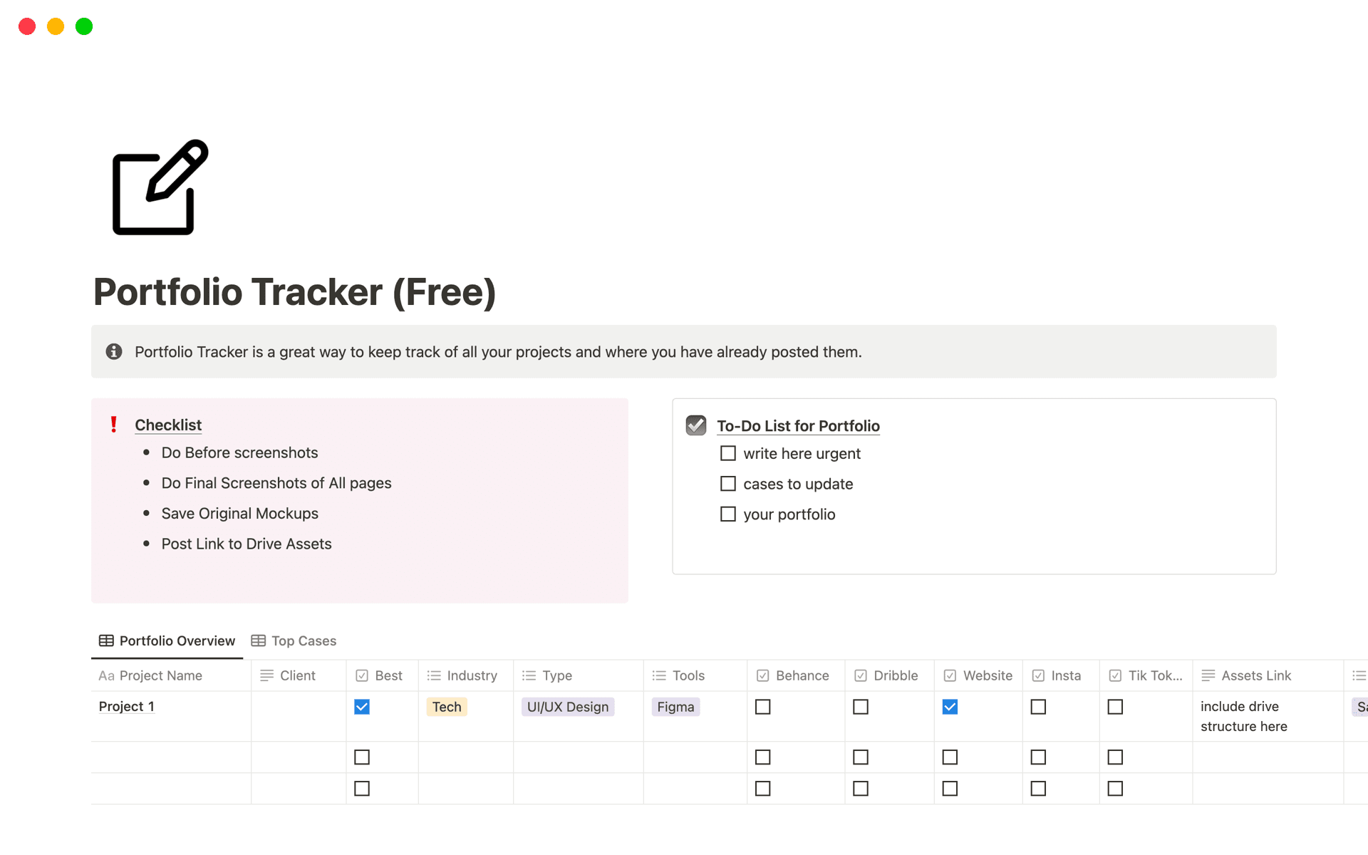 UI/UX Portfolio Tracker Template by Pixel Perfect Templates | Notion ...
