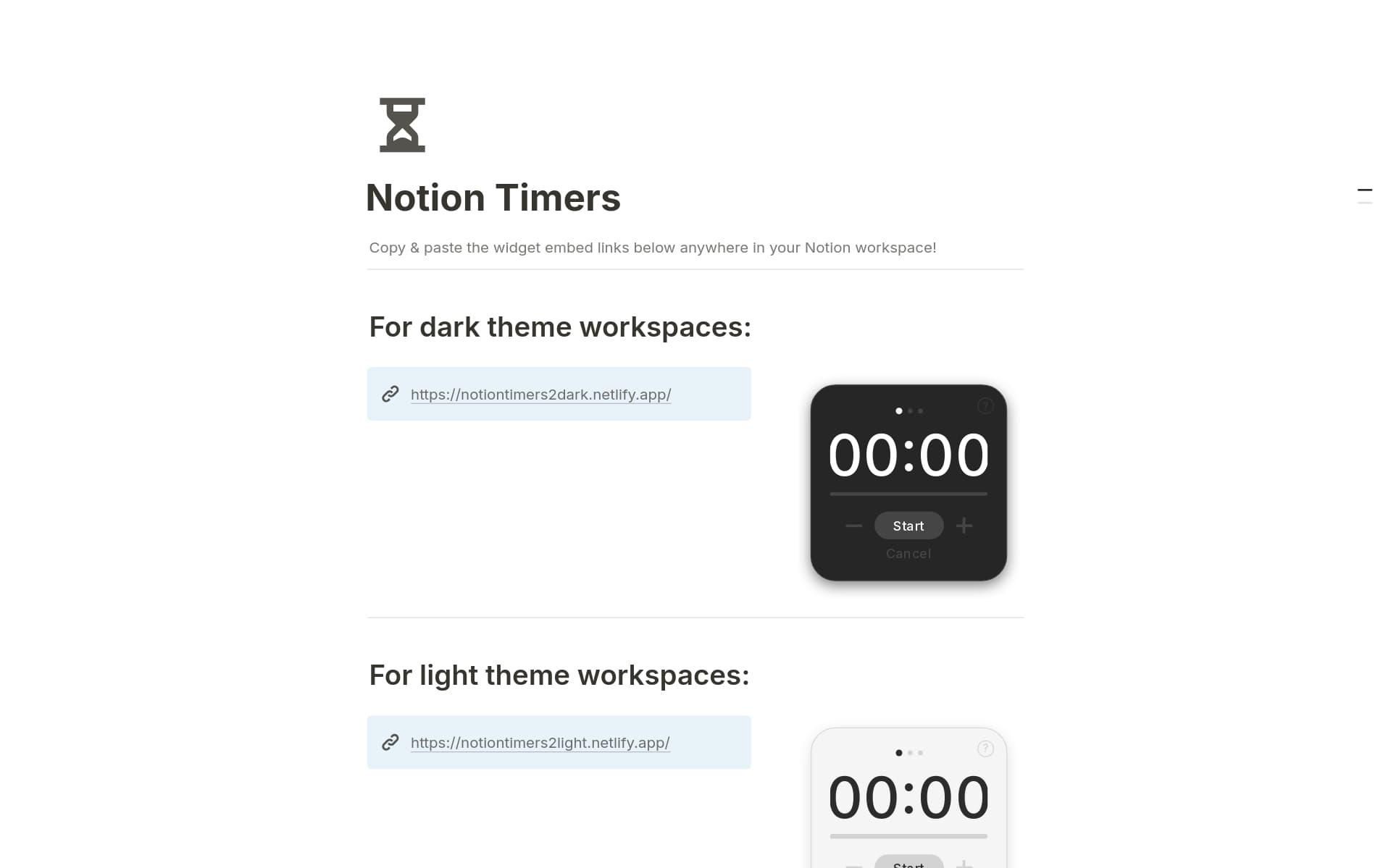 Timer Widgets Template by Jans | Notion Marketplace