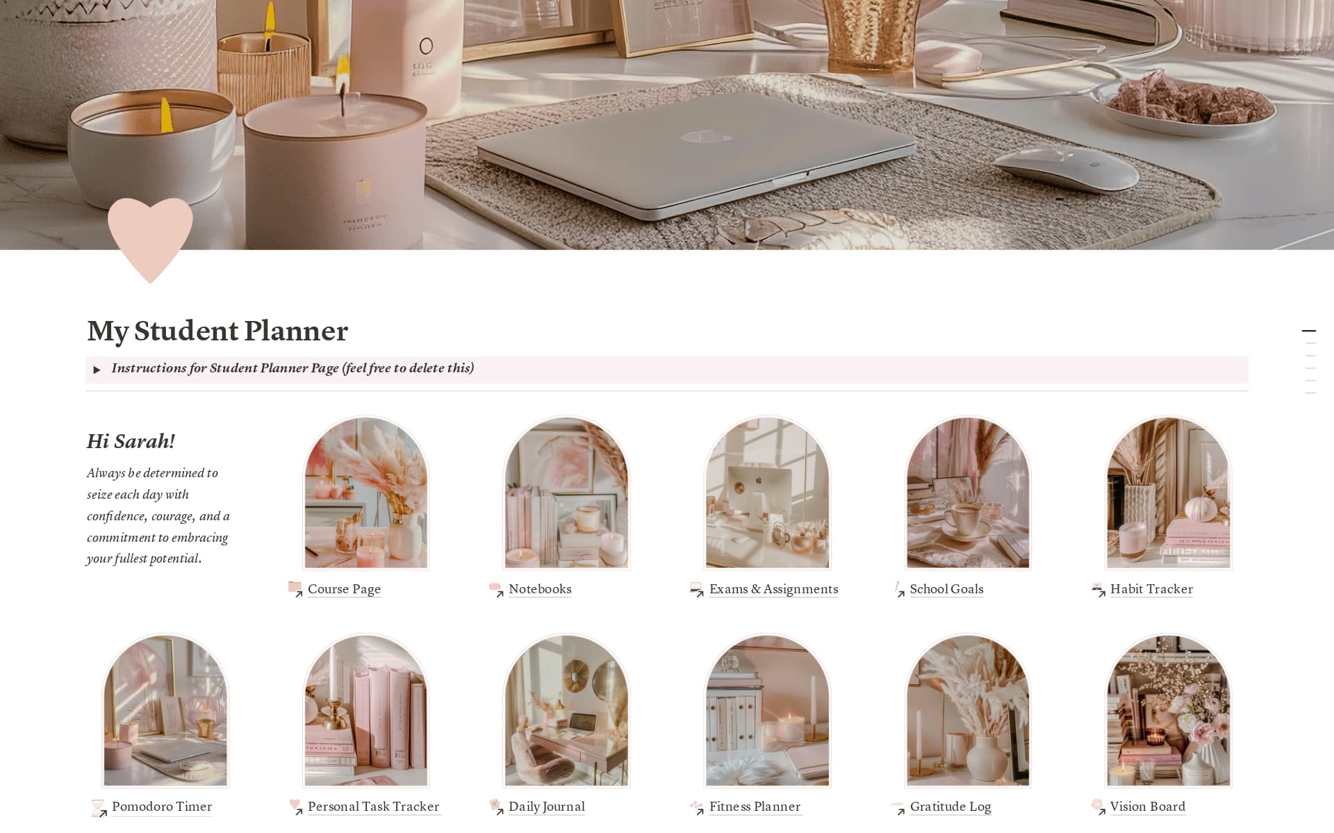 Pink Aesthetic Student Planner Template | Notion Marketplace