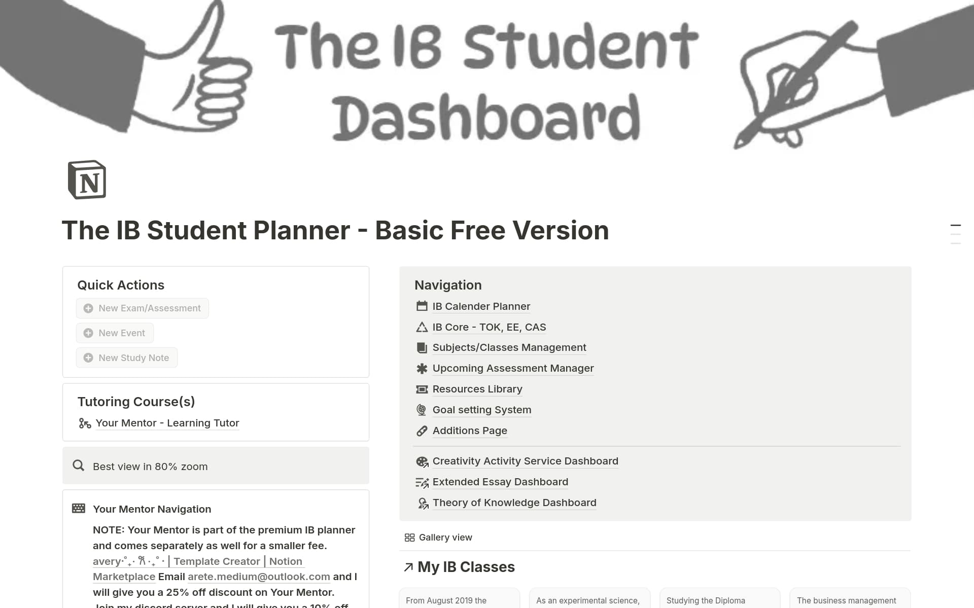 Ib Student Tips Minimalist IB Student Planner - Basic Version Template | Notion Marketplace