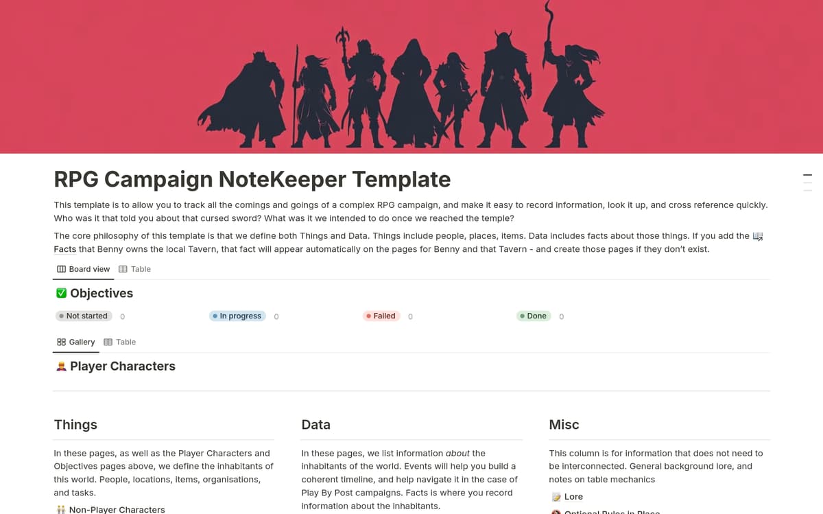 Rpg Debugging Template RPG Campaign NoteKeeper Template by LXGRF | Notion Marketplace