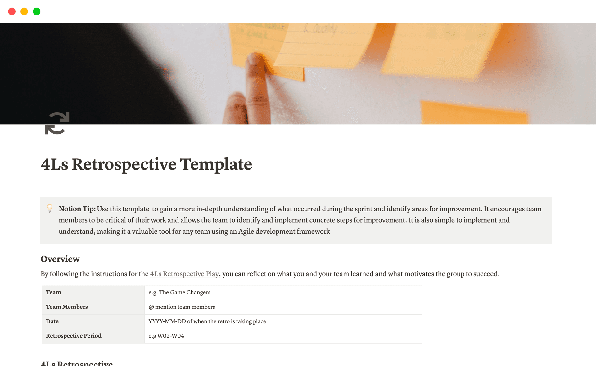 4Ls Retrospective Template Template by Amogh Matt | Notion Marketplace