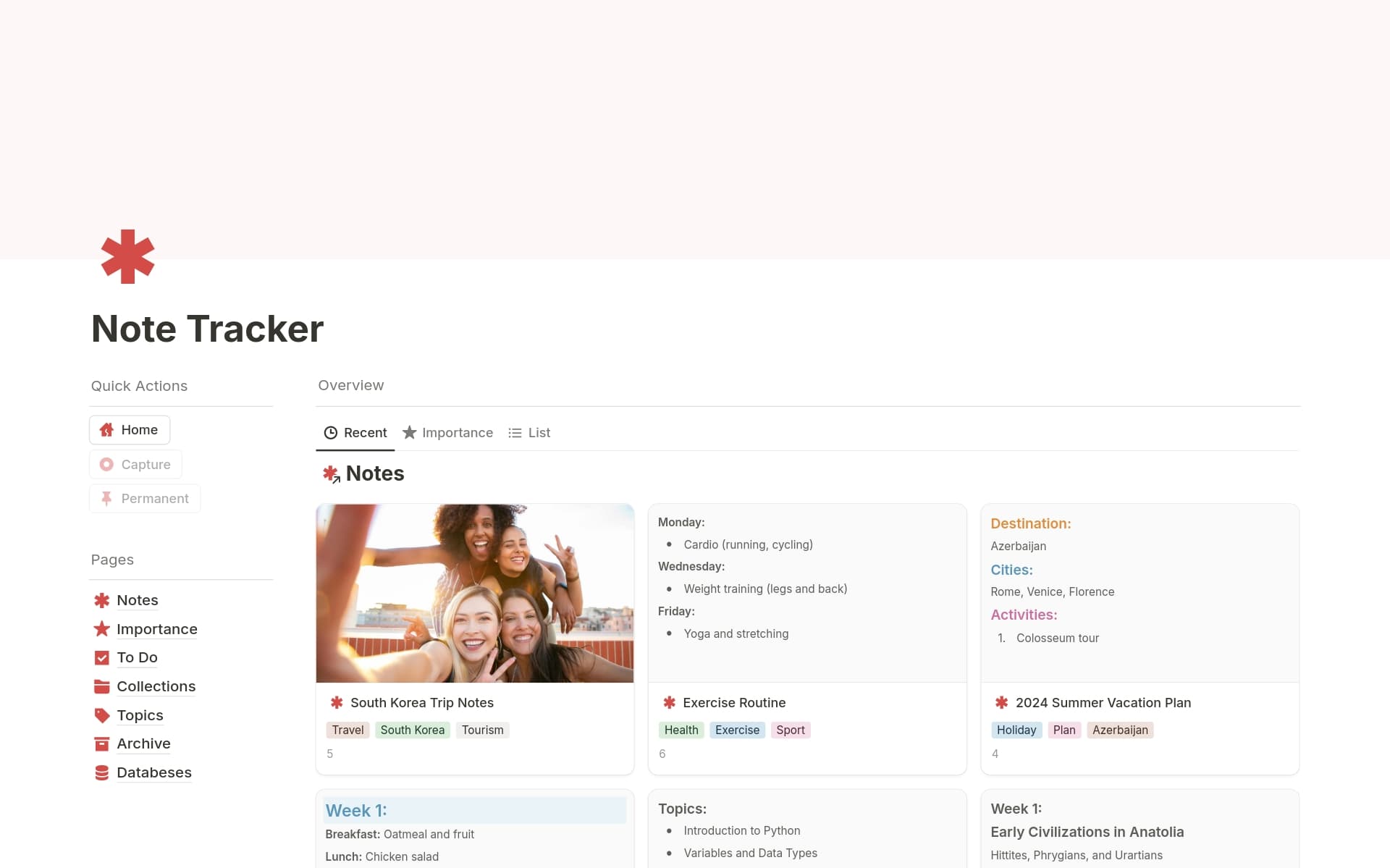 Note Tracker Template | Notion Marketplace
