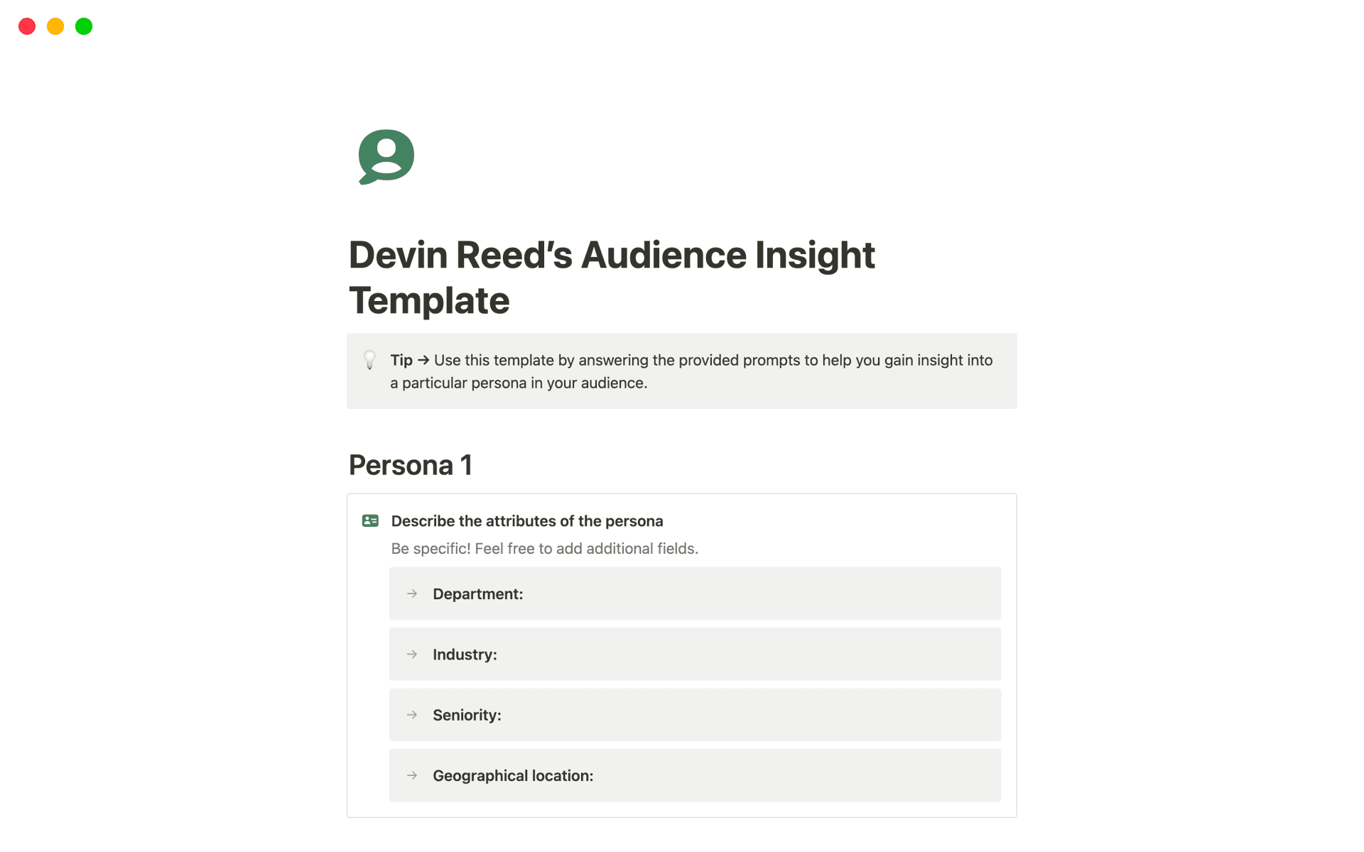 Audience Insights Template | Notion Marketplace