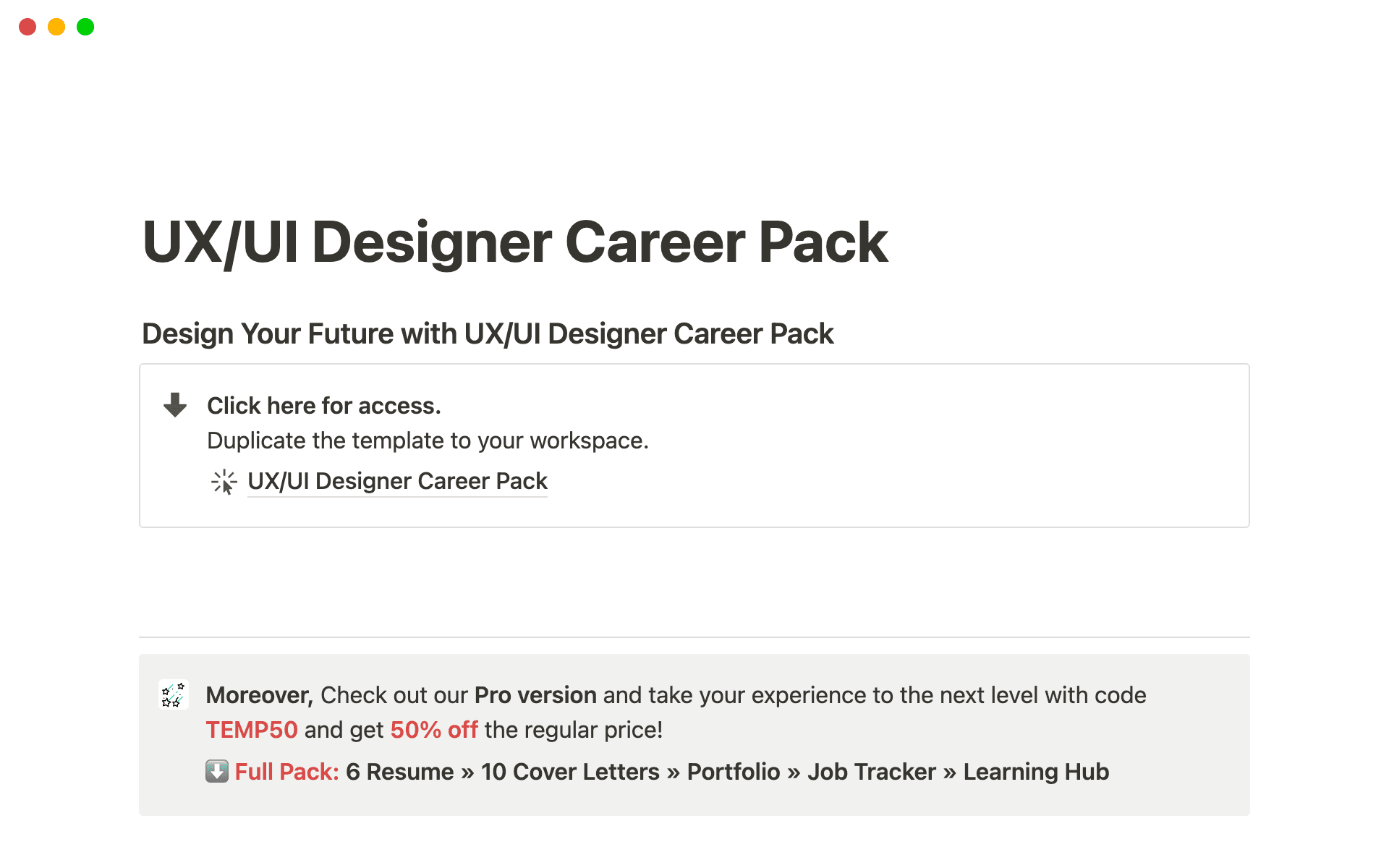 UX/UI Designer Career Pack Template | Notion Marketplace