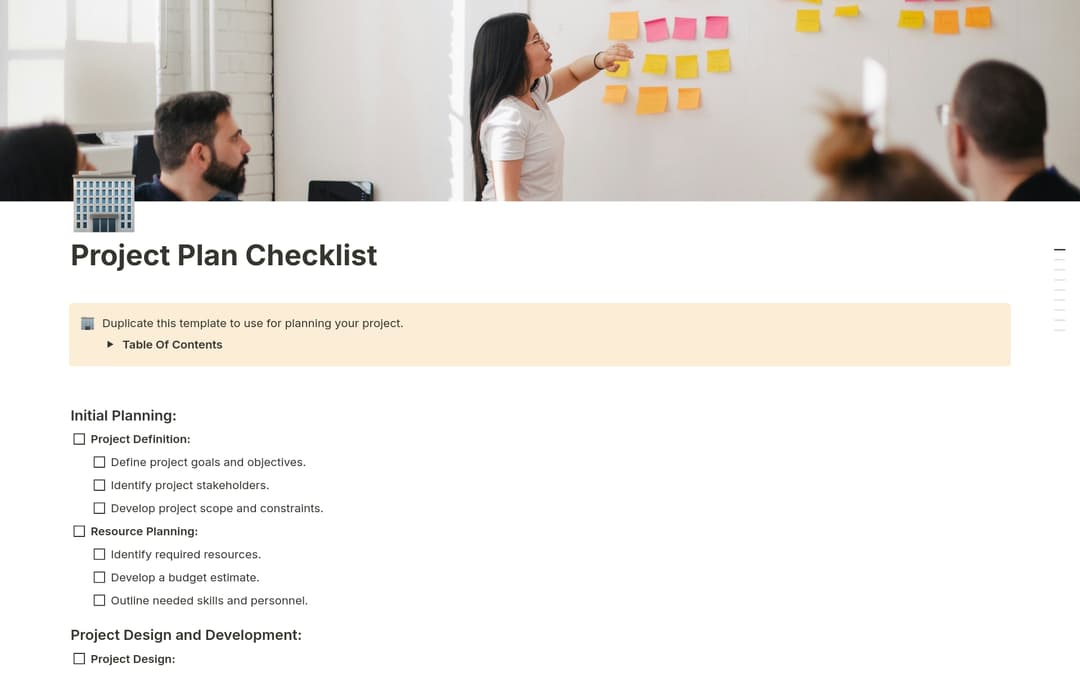 Project Planning Checklist Examples Project Plan Checklist Template | Notion Marketplace
