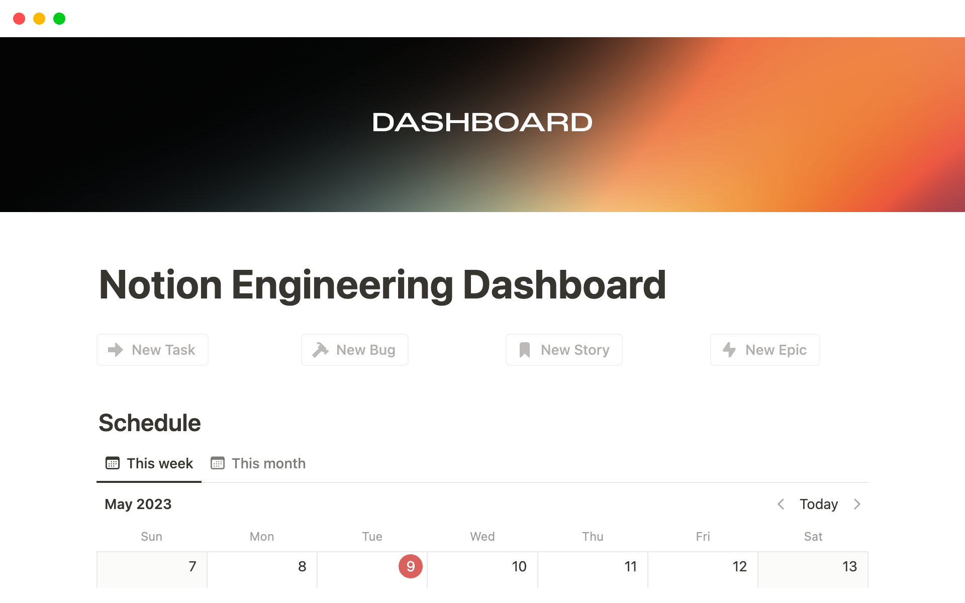 Screenshot of Top 10 Sprint Planning Templates for Systems Engineers collection by Notion