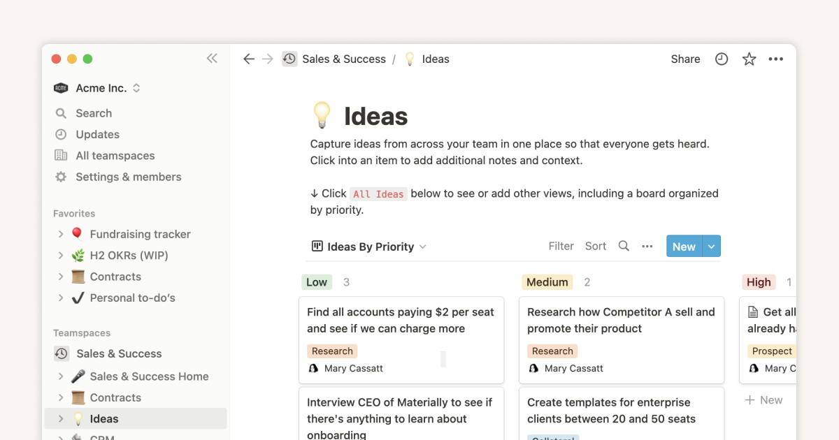 Structure your sidebar for more focused work with teamspaces