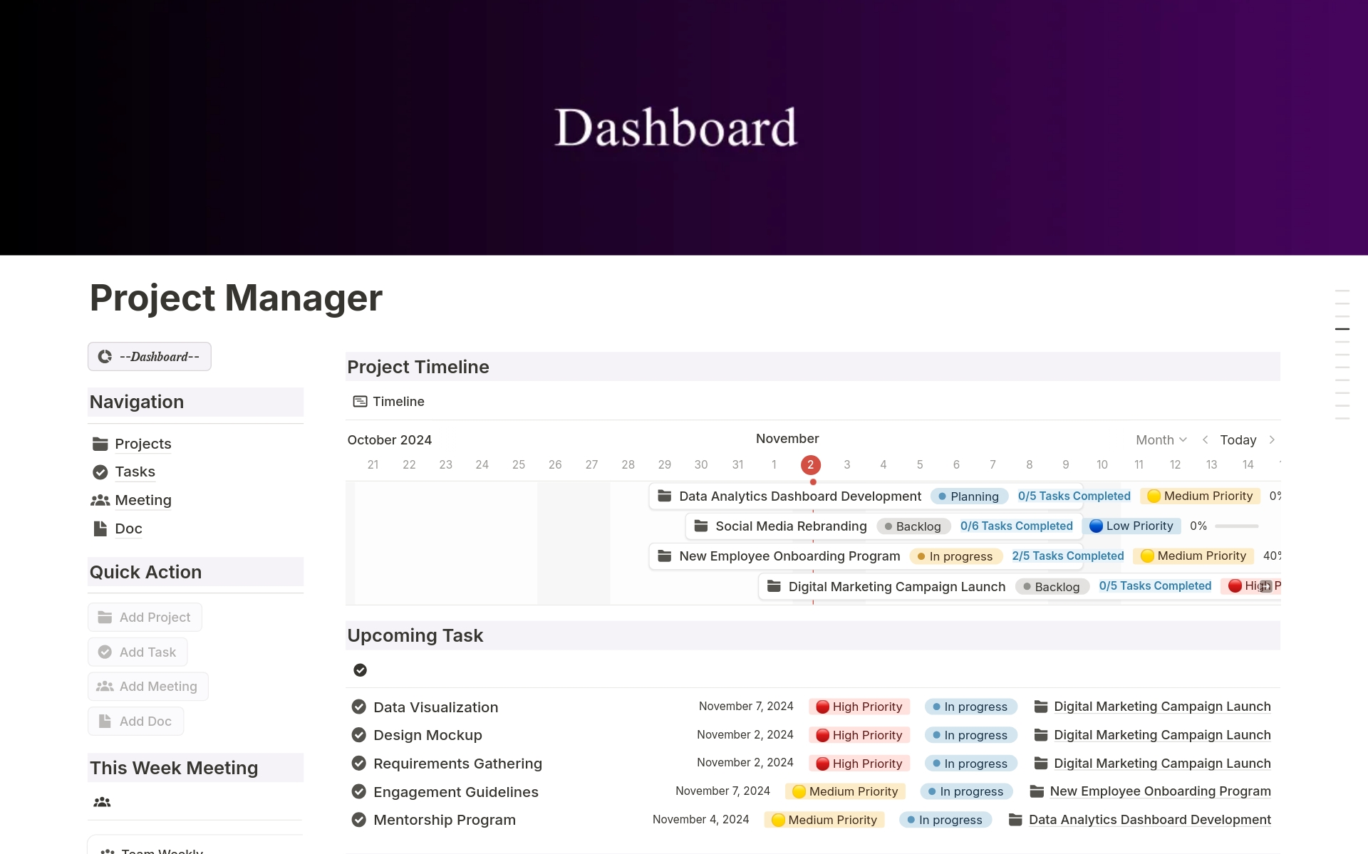 The Simple Project Manager Template | Notion Marketplace