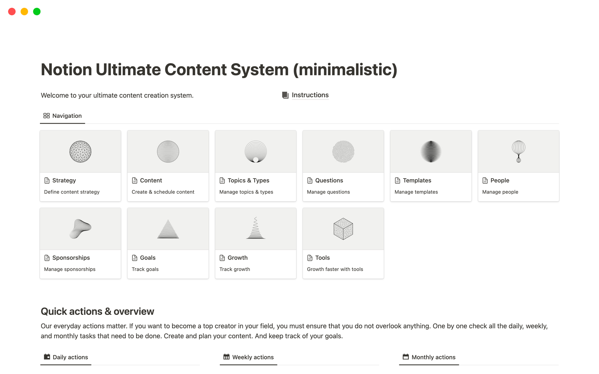Aperçu du modèle de Notion Ultimate Content System