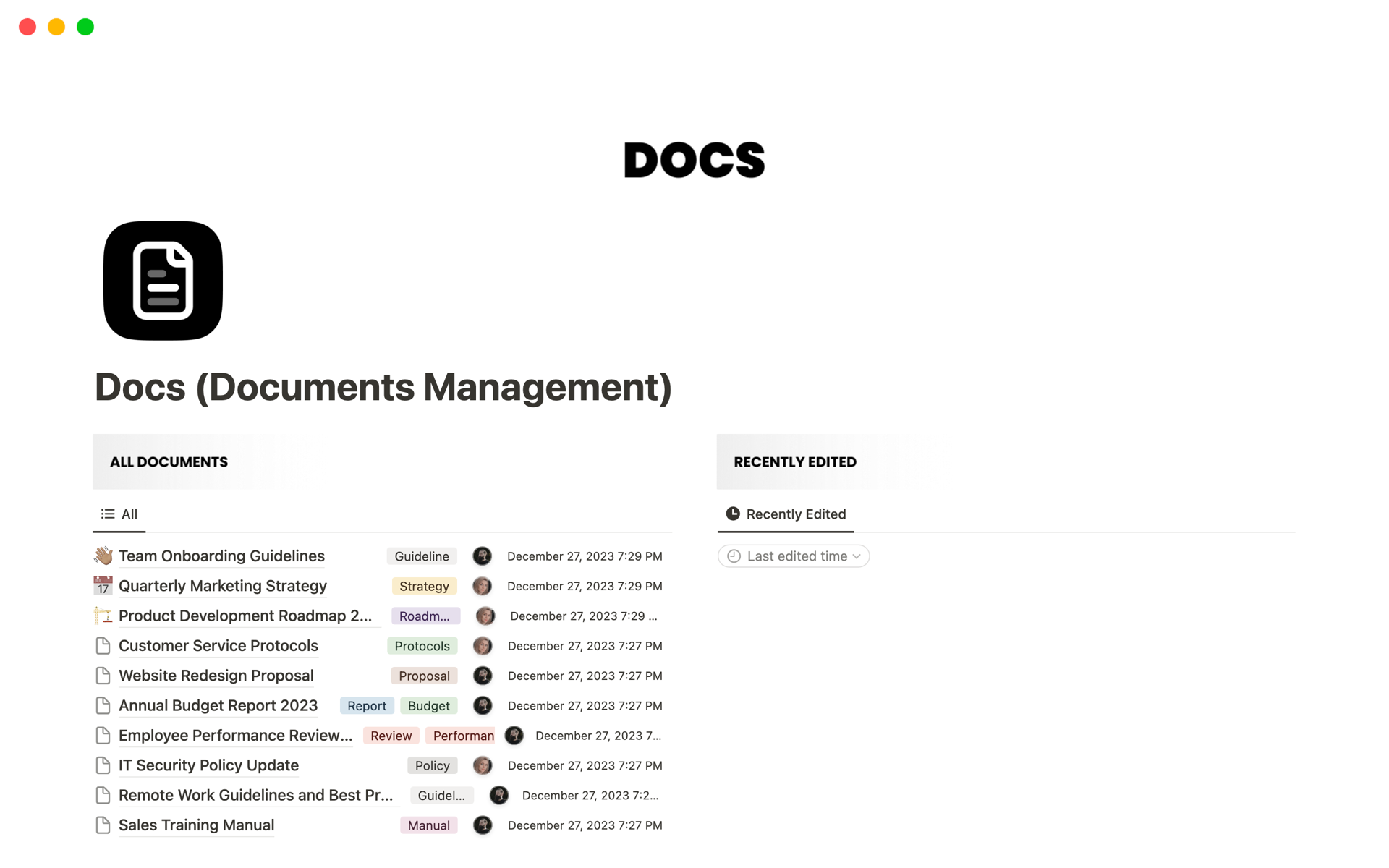 Folders & Documents Template | Notion Marketplace