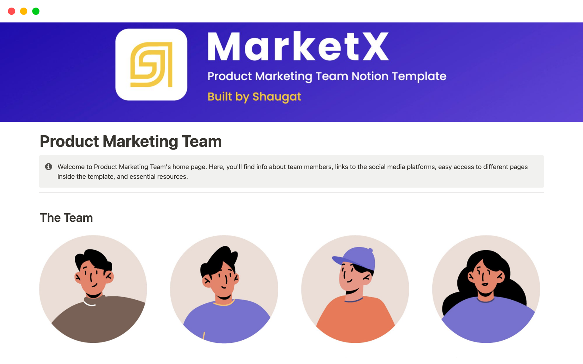 Aperçu du modèle de Product Marketing Team