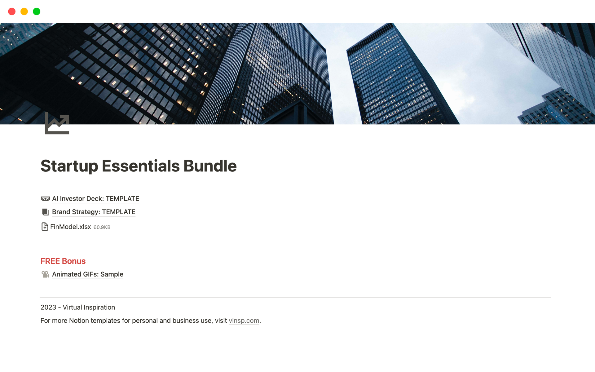 Aperçu du modèle de Startup Essentials Bundle