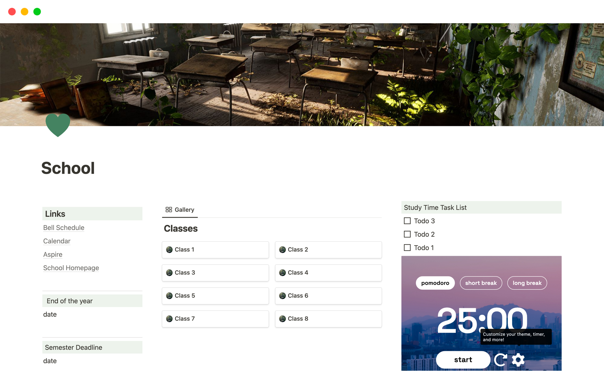 School Dashboard Template Notion Marketplace
