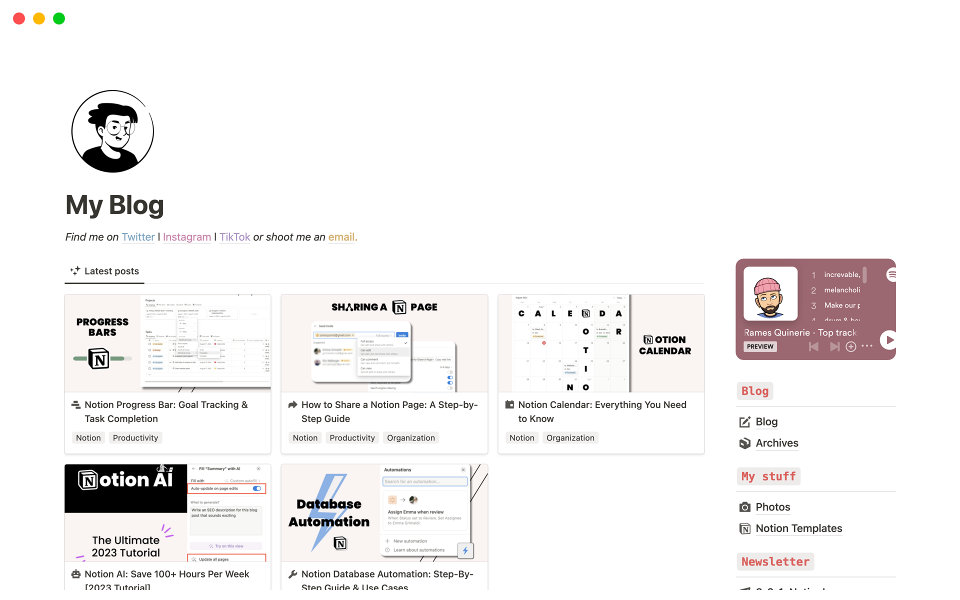 The easiest Notion-powered website for blogging