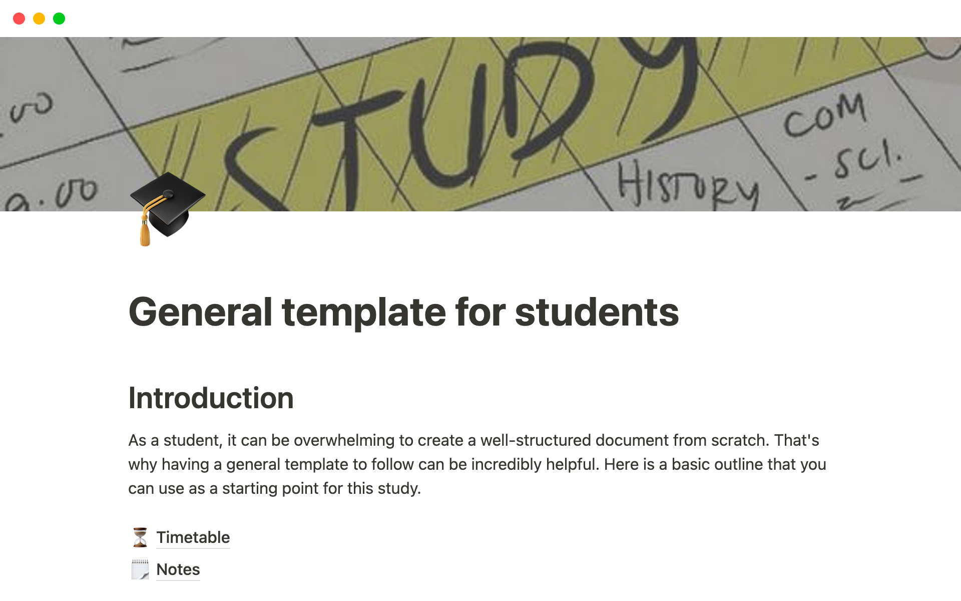 General template for students Template | Notion Marketplace