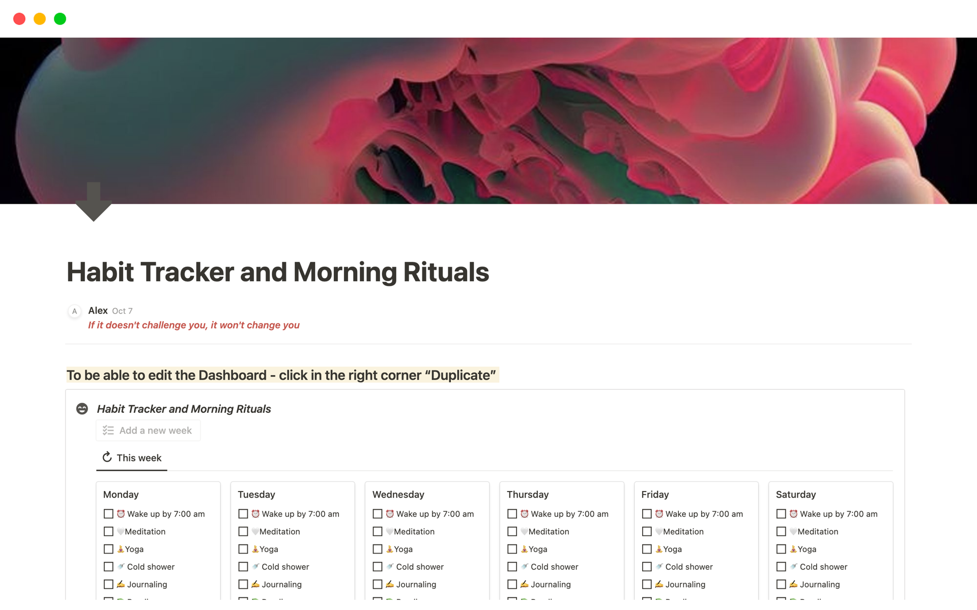 Ritual & Routine Tracker Template by Alfred Swee, Creator | Optimiser ...