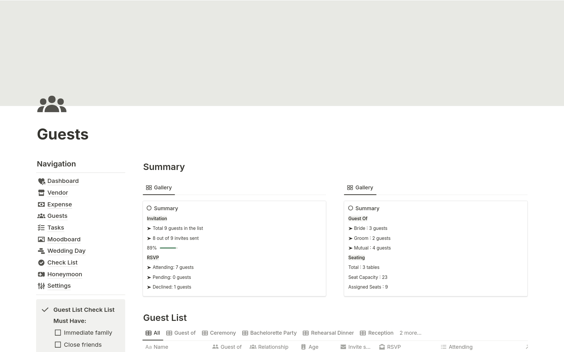 Wedding Planning Template Notion Marketplace