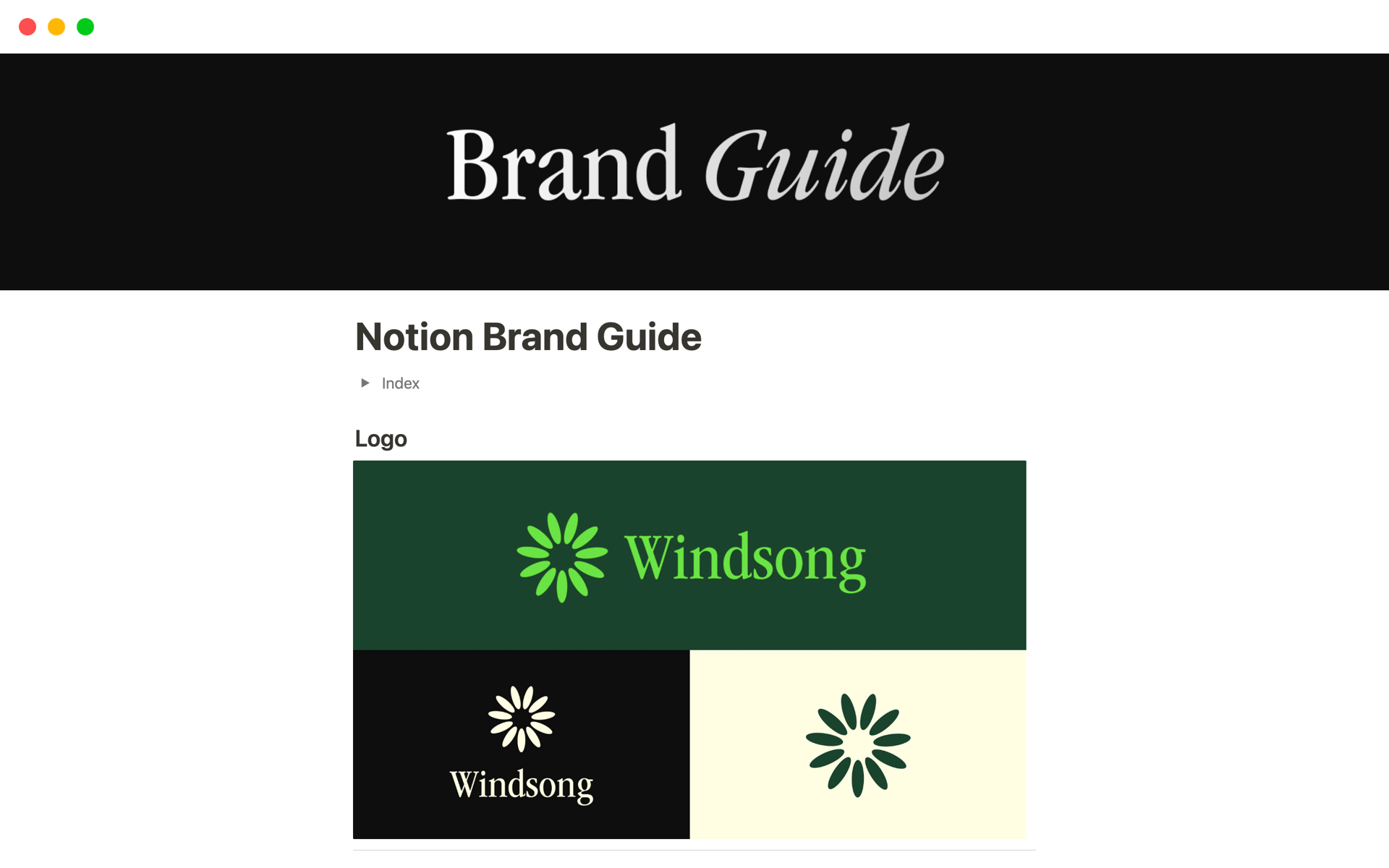 Aperçu du modèle de Brand Guide