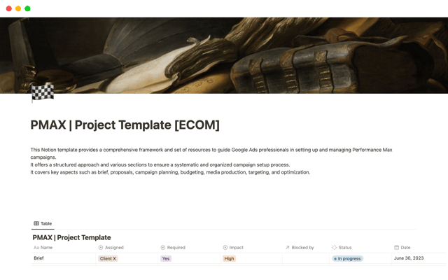 PMAX | Project Template [ECOM]