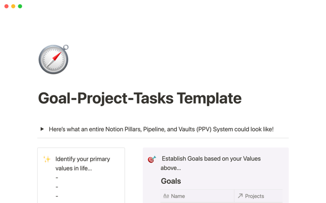 Goal-Project-Tasks Template