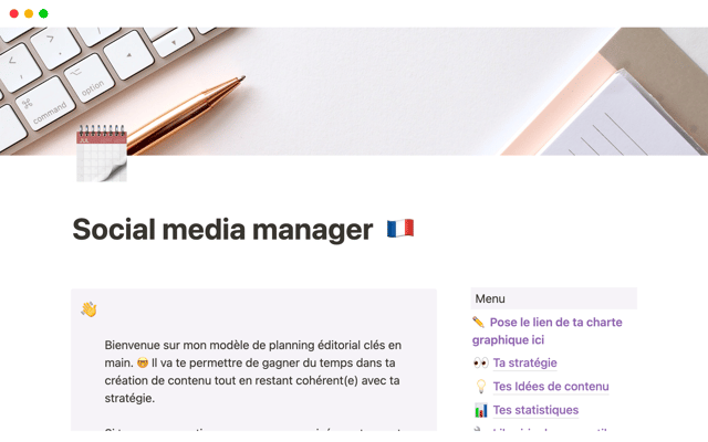 Social media manager template