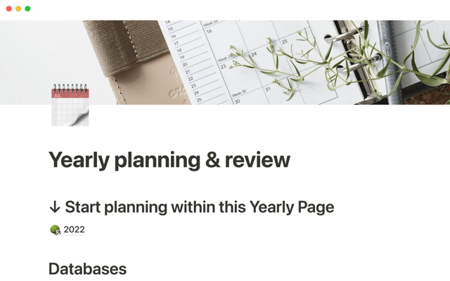 Yearly planning and review