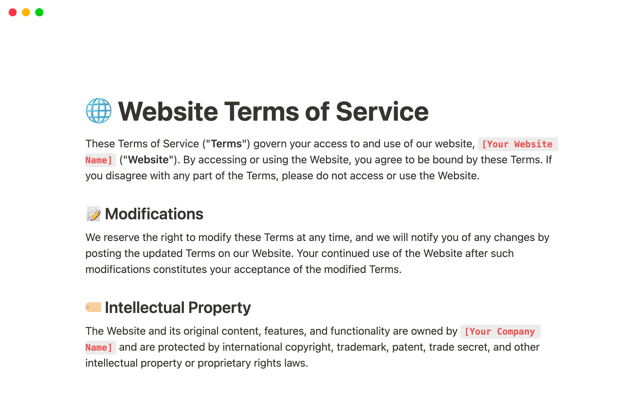 Website Terms of Service