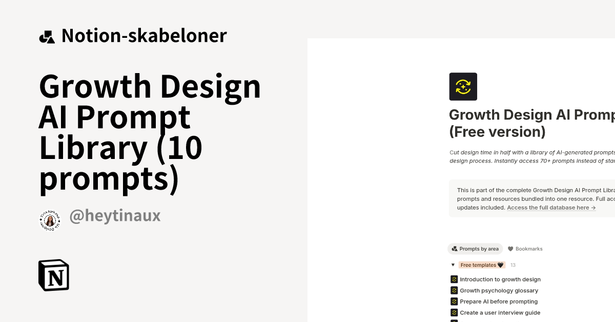 Growth Design AI Prompt Library (10 prompts) Skabelon | Notion Marketplace