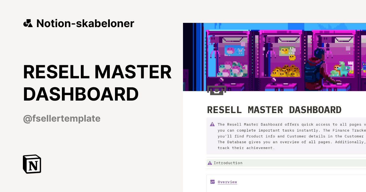 RESELL MASTER DASHBOARD Skabelon af Fseller Template | Notion Marketplace