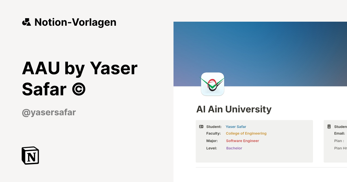 AAU by Yaser Safar © Vorlage | Notion-Marketplace