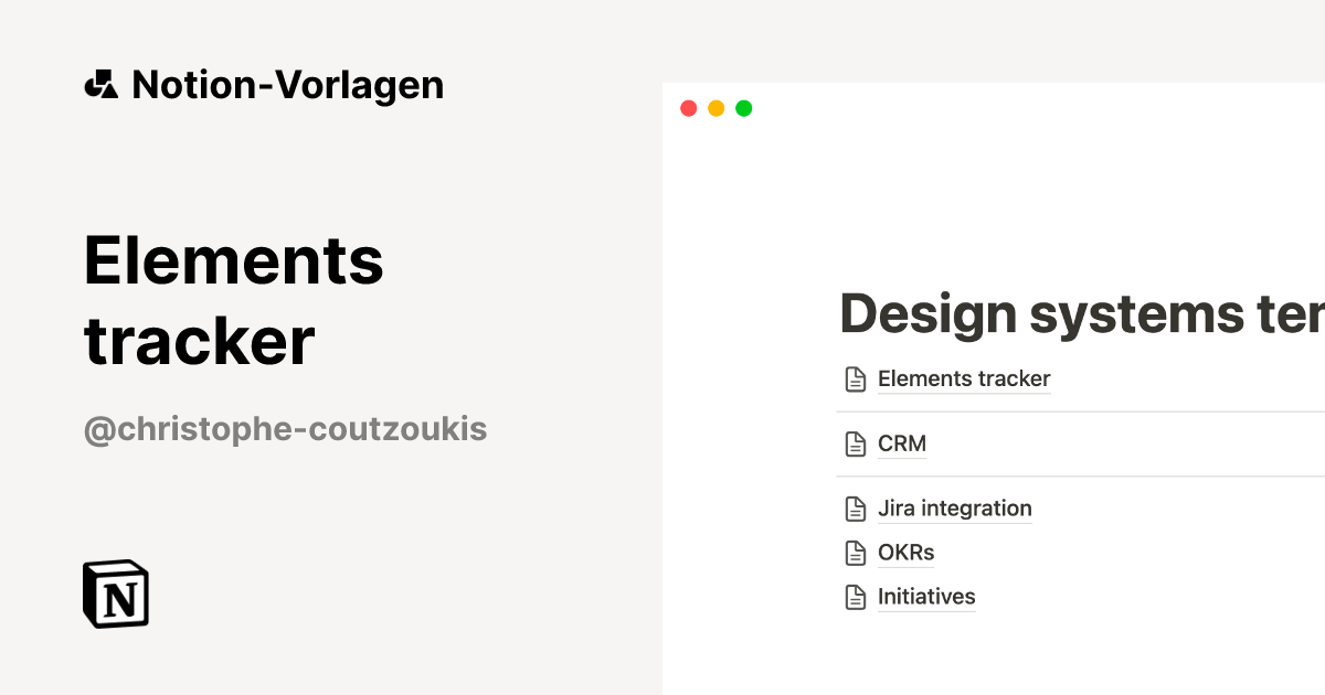 Elements tracker Vorlage | Notion-Marketplace