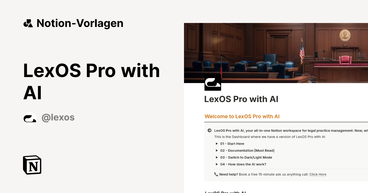 LexOS Pro with AI Vorlage | Notion-Marketplace