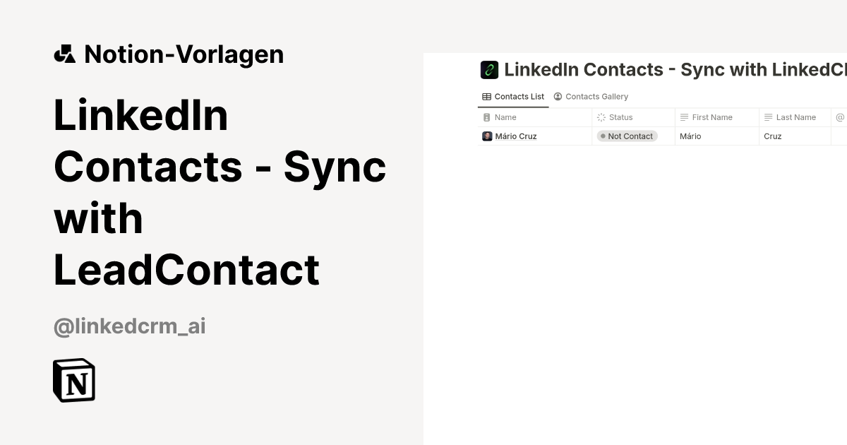 LinkedIn Contacts - Sync with LeadContact Vorlage von LeadContact ...
