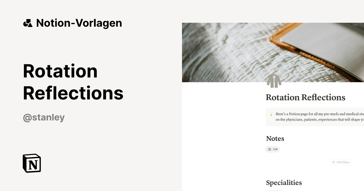 Rotation Reflections Vorlage von Stanley | Notion-Marketplace