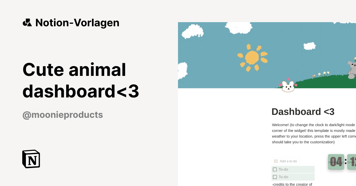Cute animal dashboard