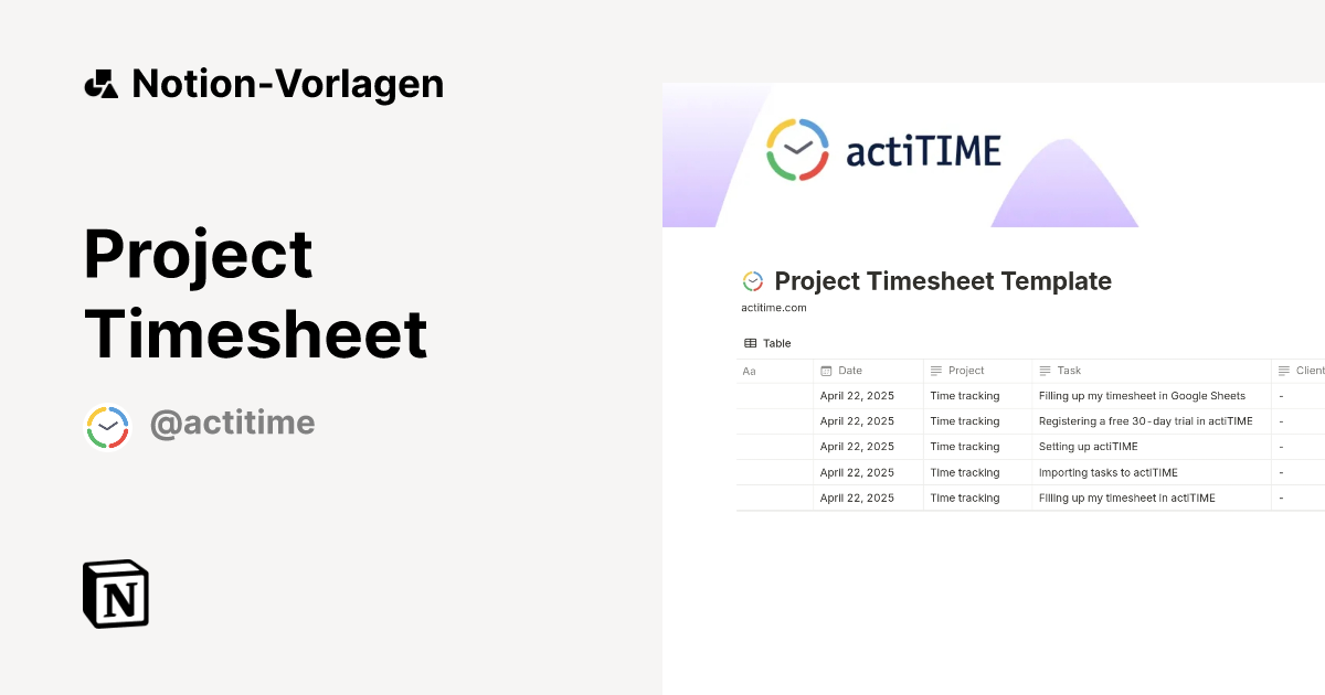 Project Timesheet Vorlage | Notion-Marketplace