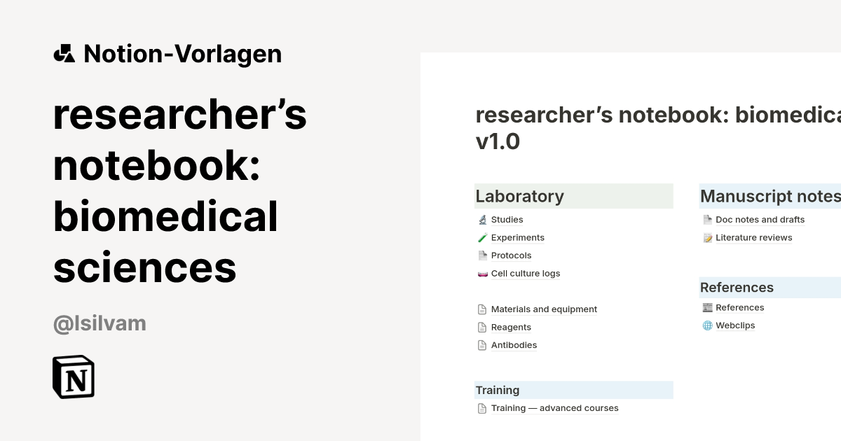 researcher’s notebook: biomedical sciences Vorlage von Leonardo ...