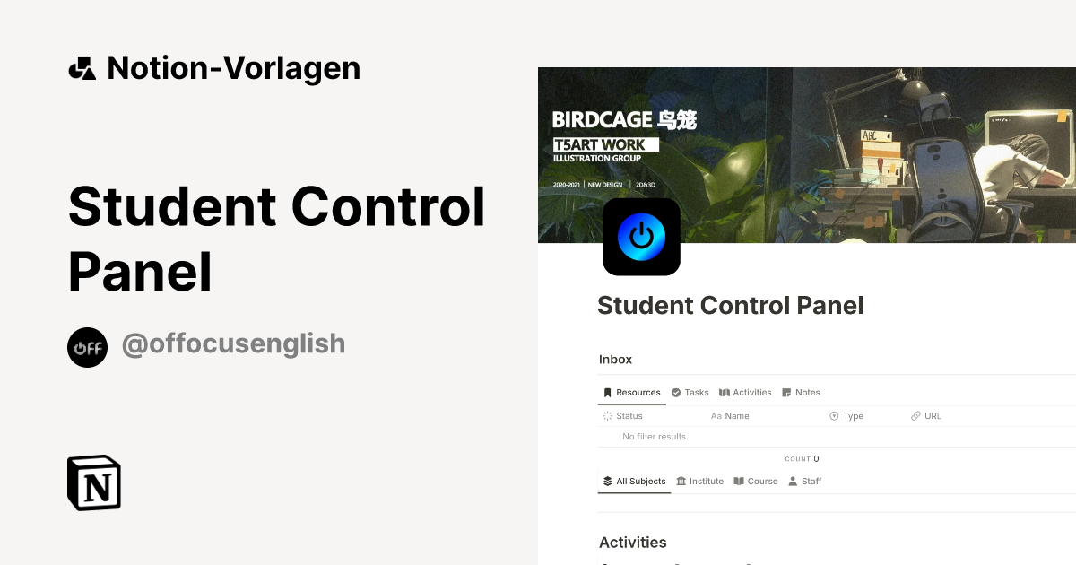Student Control Panel Vorlage | Notion-Marketplace