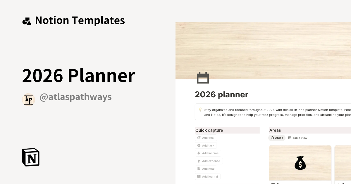 2026 Planner Template Notion Marketplace