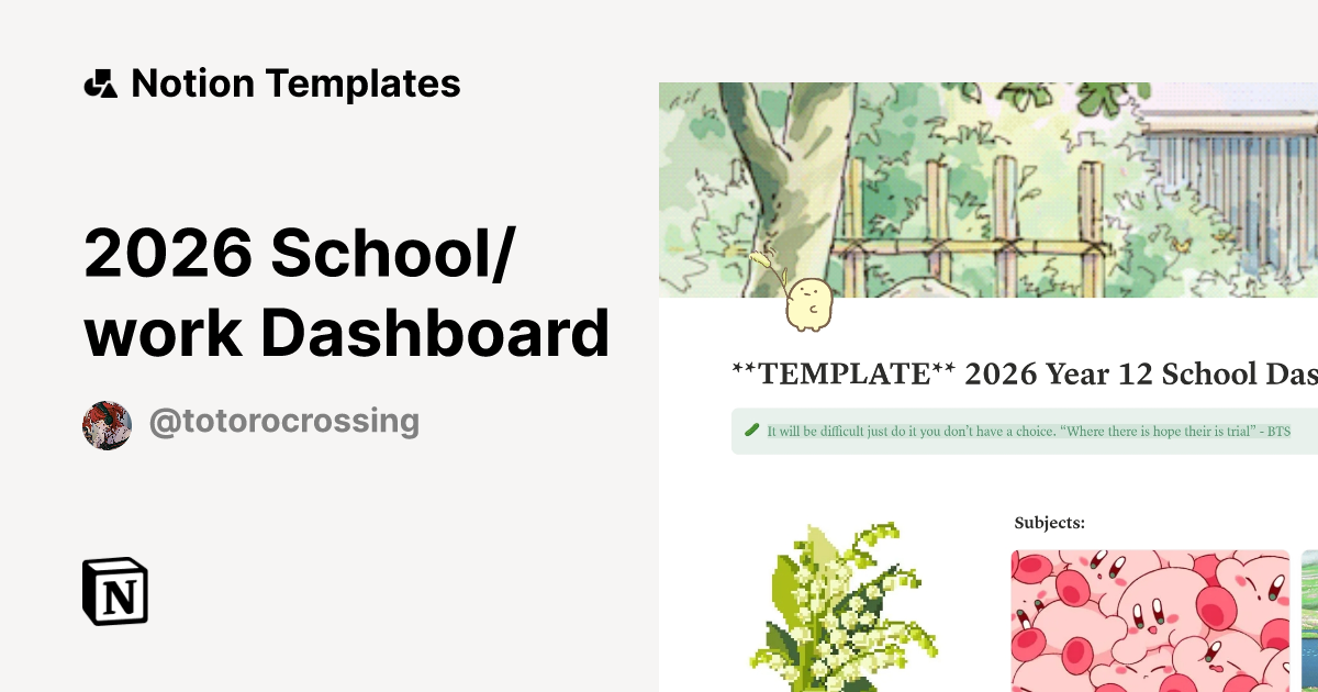 2026 School/work Dashboard Template | Notion Marketplace