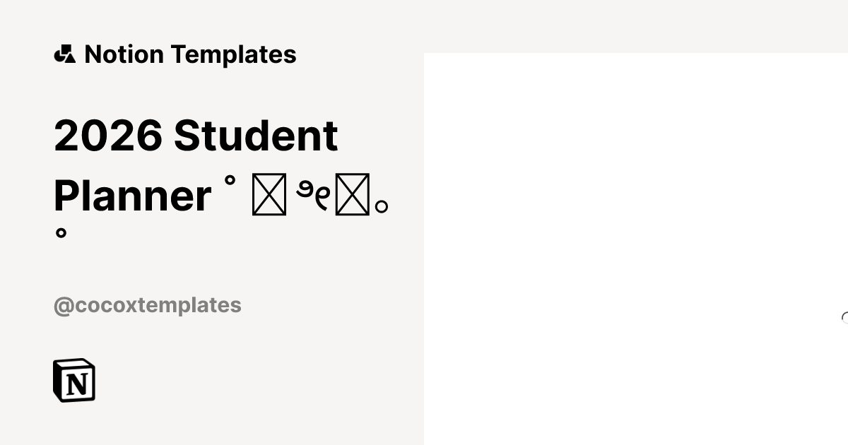 2026 Student Planner ˚ ༘ ೀ⋆｡˚ Template | Notion Marketplace